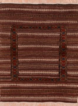 Afghan Kilim Brown Rectangle 3x5 ft Wool Carpet 109411