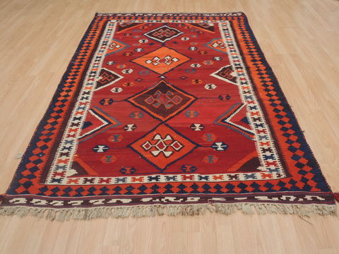 Kilim Red Hand Knotted 51 X 77 Area Rug 100-109413 Image 3
