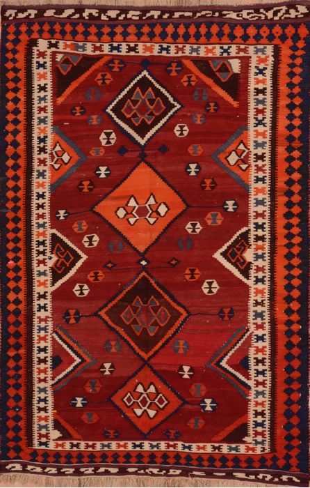 Kilim Red Hand Knotted 51 X 77 Area Rug 100-109413 Image 0