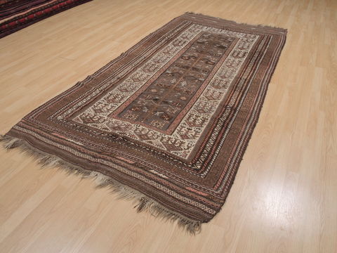 Kilim Brown Runner Hand Knotted 46 X 810 Area Rug 100-109414 Image 2