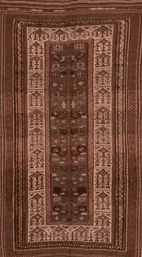 Afghan Kilim Brown Runner 6 to 9 ft Wool Carpet 109414