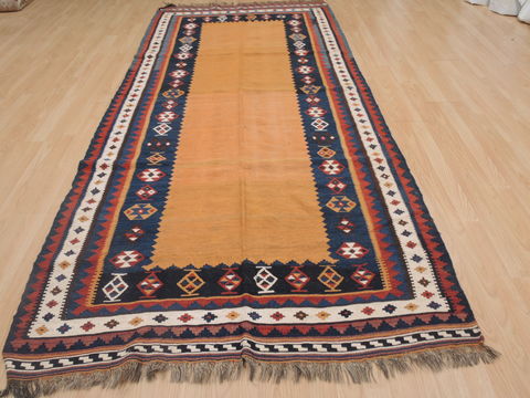 Kilim Beige Runner Hand Knotted 45 X 102 Area Rug 100-109415 Image 1