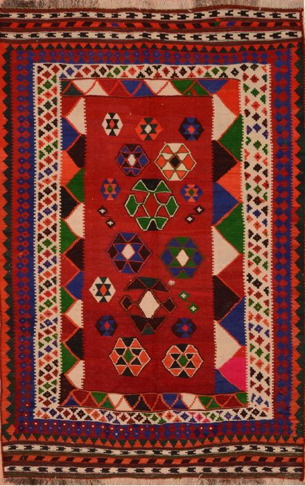 Kilim Red Hand Knotted 53 X 81 Area Rug 100-109417 Image 0