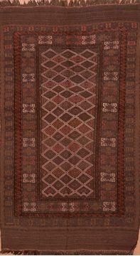 Afghan Kilim Brown Rectangle 5x8 ft Wool Carpet 109425