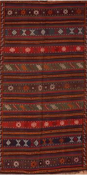 Afghan Kilim Red Rectangle 6x9 ft Wool Carpet 109427