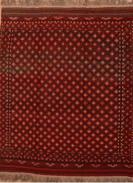 Afghan Kilim Red Rectangle 7x9 ft Wool Carpet 109438