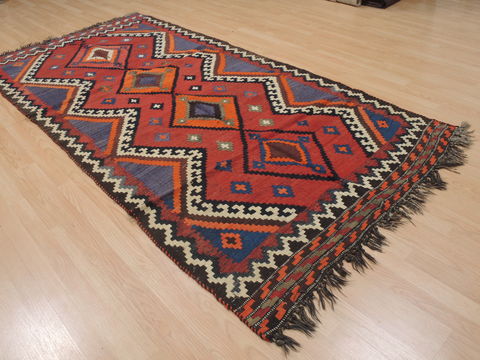 Kilim Red Runner Flat Woven 45 X 92 Area Rug 100-109439 Image 3