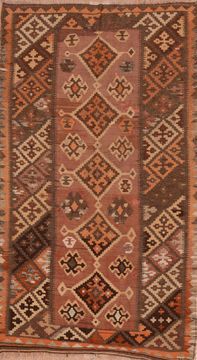 Afghan Kilim Red Rectangle 5x8 ft Wool Carpet 109440