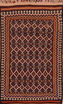 Afghan Kilim Red Rectangle 4x6 ft Wool Carpet 109441