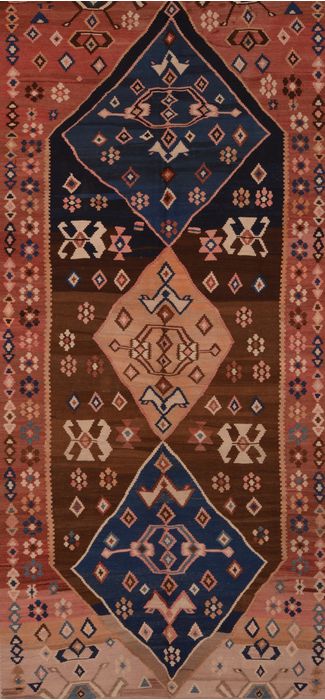 Kilim Brown Runner Flat Woven 54 X 112 Area Rug 100-109453 Image 0