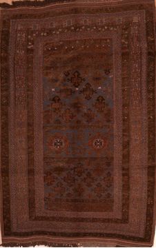 Afghan Kilim Brown Rectangle 5x8 ft Wool Carpet 109459
