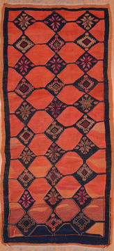 Afghan Kilim Red Runner 10 to 12 ft Wool Carpet 109466