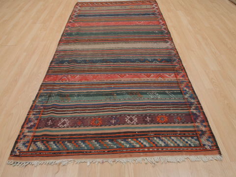 Kilim Red Hand Knotted 42 X 81 Area Rug 100-109470 Image 1