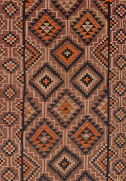 Afghan Kilim Beige Runner 13 to 15 ft Wool Carpet 109471