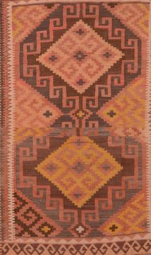 Afghan Kilim Orange Rectangle 8x11 ft Wool Carpet 109472