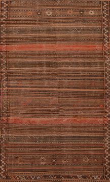 Afghan Kilim Red Rectangle 5x8 ft Wool Carpet 109474