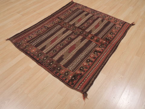 Kilim Brown Square Hand Knotted 38 X 44 Area Rug 100-109478 Image 2