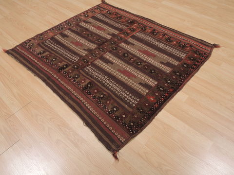 Kilim Brown Square Hand Knotted 38 X 44 Area Rug 100-109478 Image 3