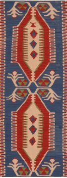 Turkish Kilim Red Rectangle 3x5 ft Wool Carpet 109480