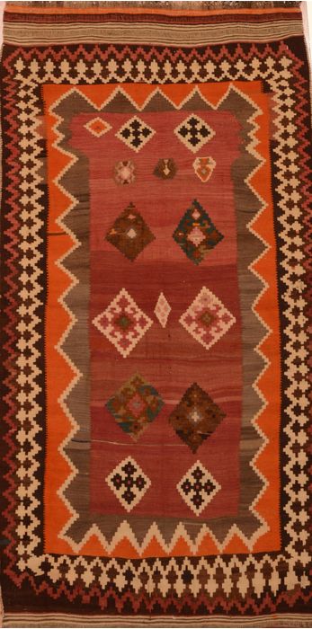 Kilim Brown Runner Flat Woven 44 X 88 Area Rug 100-109490 Image 0
