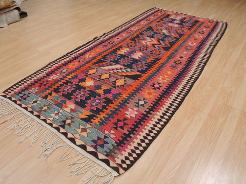 Kilim Red Runner Flat Woven 40 X 94 Area Rug 100-109492 Image 3