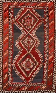Afghan Kilim Red Rectangle 6x9 ft Wool Carpet 109499
