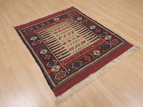Kilim Red Square Hand Knotted 36 X 43 Area Rug 100-109508 Image 12