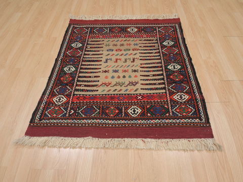 Kilim Red Square Hand Knotted 36 X 43 Area Rug 100-109508 Image 4