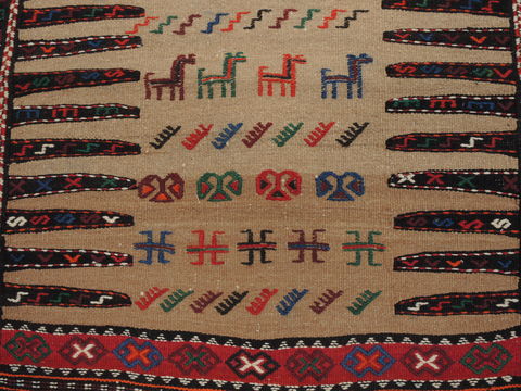Kilim Red Square Hand Knotted 36 X 43 Area Rug 100-109508 Image 9