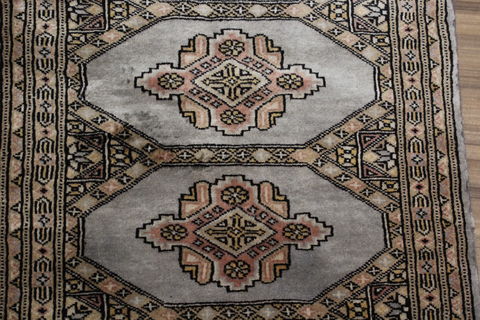 Bokhara Grey Runner Hand Knotted 20 X 60 Area Rug 155-109518 Image 3