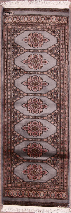 Bokhara Grey Runner Hand Knotted 20 X 60 Area Rug 155-109518 Image 0