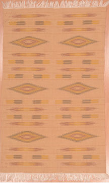 Romania Kilim Beige Rectangle 4x6 ft Wool Carpet 109522