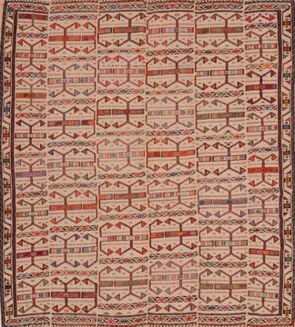 Afghan Kilim Red Rectangle 5x7 ft Wool Carpet 109527