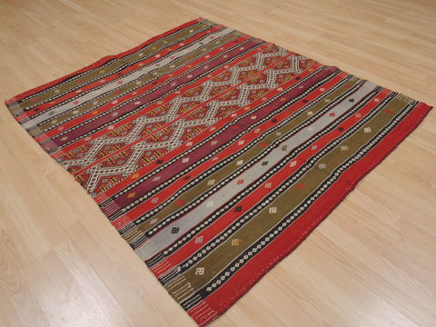 Kilim Red Flat Woven 48 X 56 Area Rug 100-109532 Image 8