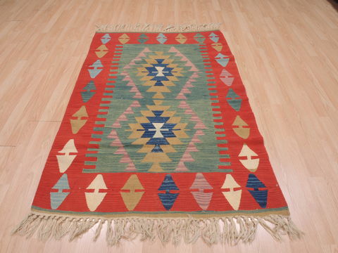 Kilim Red Flat Woven 37 X 56 Area Rug 100-109538 Image 1
