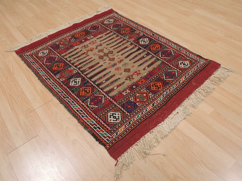 Kilim Red Square Flat Woven 33 X 33 Area Rug 100-109539 Image 2