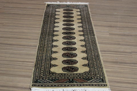Bokhara Beige Runner Hand Knotted 21 X 59 Area Rug 155-109542 Image 1
