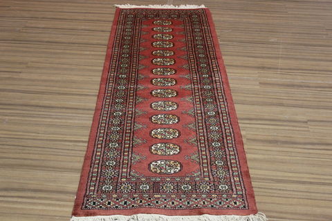 Bokhara Red Runner Hand Knotted 22 X 69 Area Rug 155-109546 Image 1