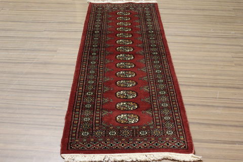 Bokhara Red Runner Hand Knotted 22 X 69 Area Rug 155-109546 Image 2