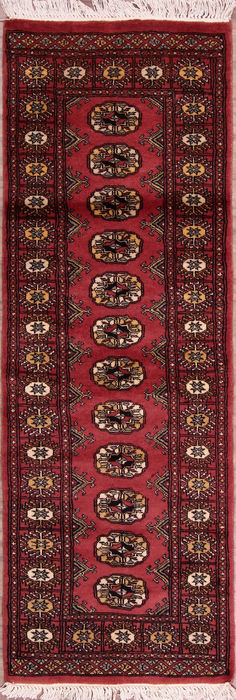 Bokhara Red Runner Hand Knotted 21 X 63 Area Rug 155-109549 Image 0