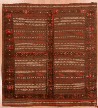 Kilim Brown Square Flat Woven 4'0" X 4'2"  Area Rug 100-109569