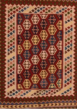 Kilim Red Flat Woven 3'10" X 5'3"  Area Rug 100-109573