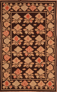 Afghan Kilim Brown Rectangle 7x10 ft Wool Carpet 109575
