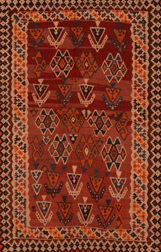 Afghan Kilim Red Rectangle 5x7 ft Wool Carpet 109584