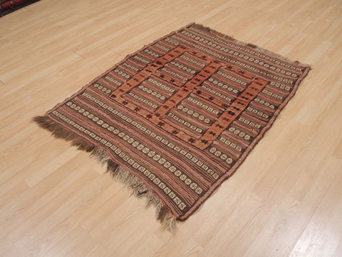 Kilim Brown Flat Woven 37 X 47 Area Rug 100-109602 Image 2