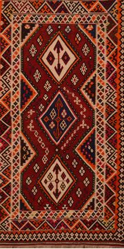 Afghan Kilim Red Rectangle 7x10 ft Wool Carpet 109609