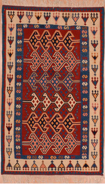 Kilim Red Flat Woven 4'0" X 6'8"  Area Rug 100-109613