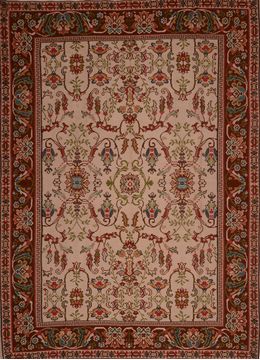 Turkish Kilim Beige Rectangle 8x11 ft Wool Carpet 109615