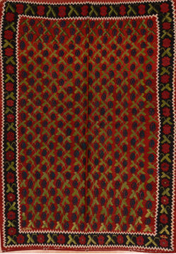 Afghan Kilim Red Rectangle 6x9 ft Wool Carpet 109616