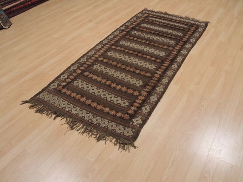 Kilim Brown Runner Flat Woven 49 X 61 Area Rug 100-109617 Image 2